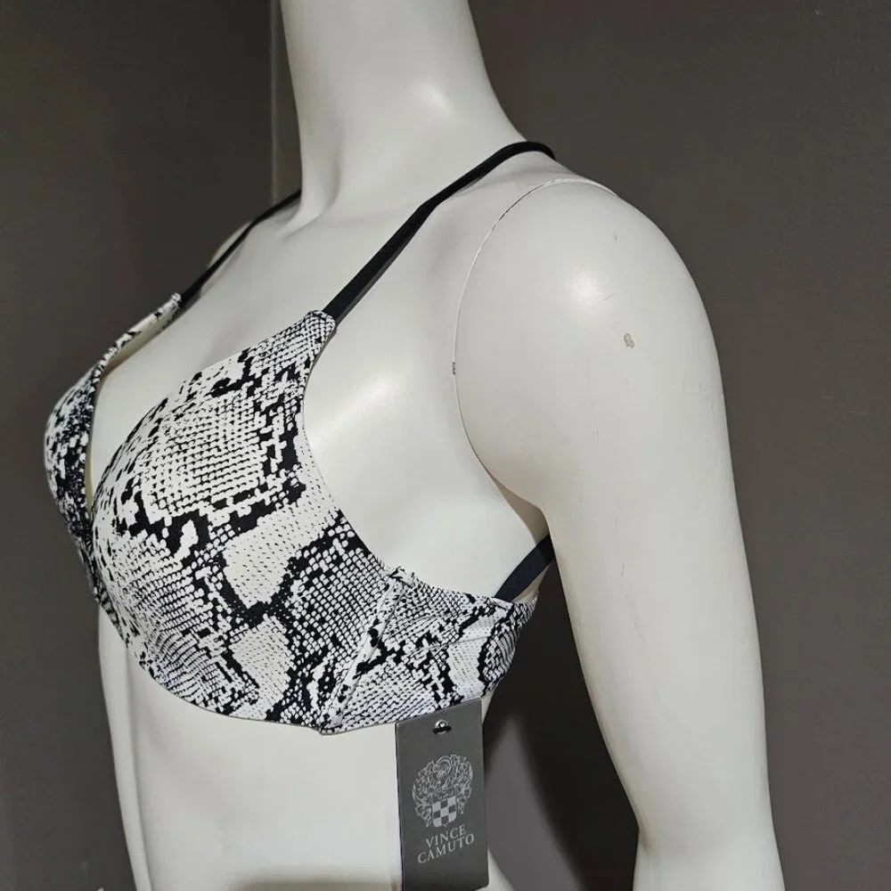Vince Camuto Printed Strappy-Back Bikini Swim Top